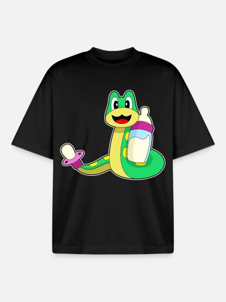 Lait pour biberon Snake - T-shirt unisexe boxy épais biologique Stanley/Stella - noir