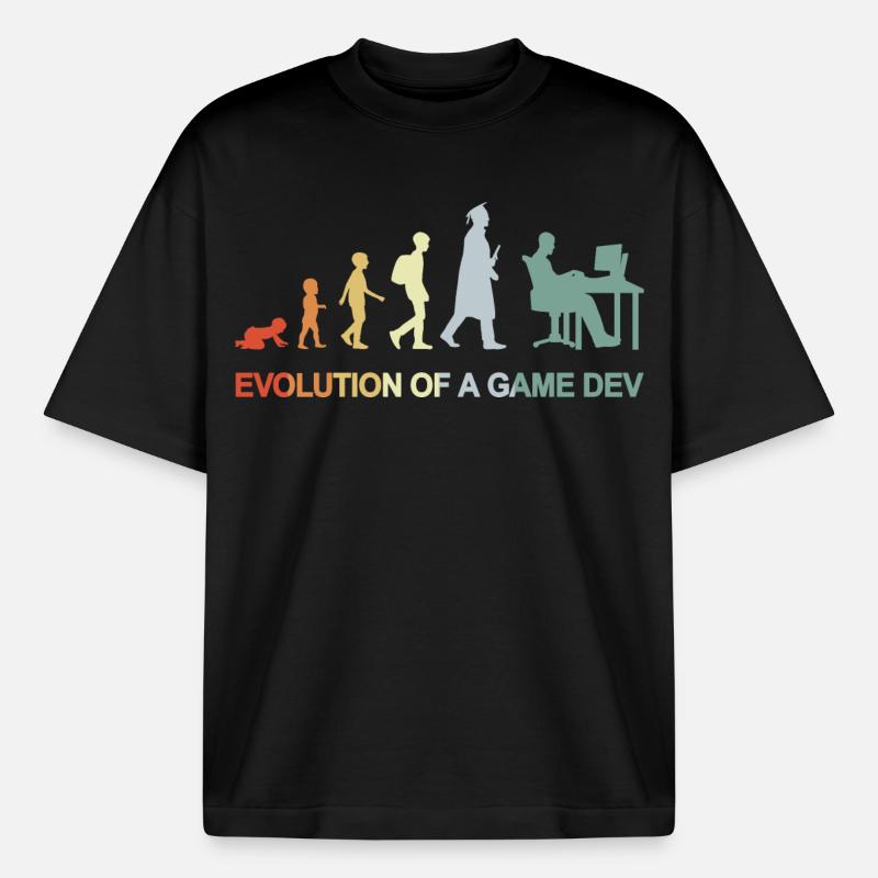Game Dev Evolution - Heavyweight Boxy Unisex T-Shirt by Stanley/Stella - black