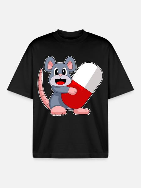 Mouse Doctor Medicine - Boxy Heavyweight Unisex Organic T-Shirt by Stanley/Stella - black