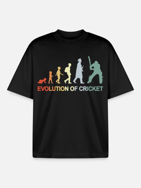Evolution of Cricket - Boxy Heavyweight Unisex Organic T-Shirt by Stanley/Stella - black