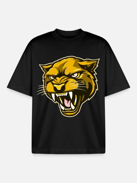 Panther Head Gold - Boxy Heavyweight Unisex Organic T-Shirt by Stanley/Stella - black