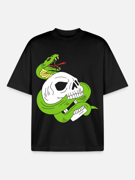 Le crâne et le serpent - T-shirt unisexe boxy épais biologique Stanley/Stella - noir