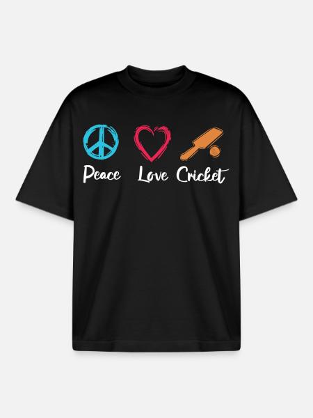 Peace Love Cricket - Boxy Heavyweight Unisex Organic T-Shirt by Stanley/Stella - black