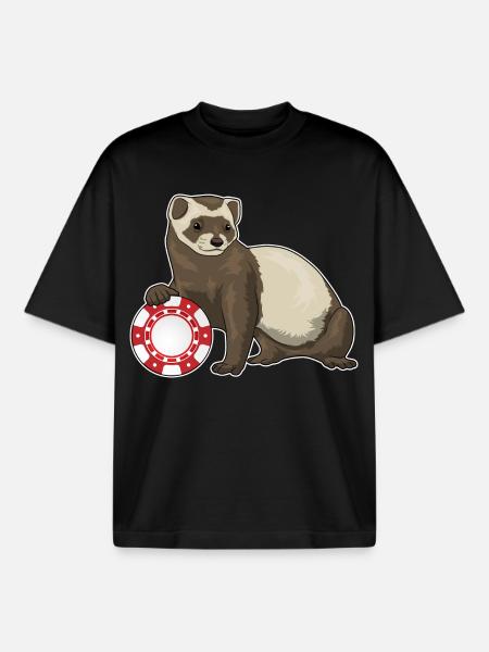 Ferret Poker Poker Chips - Boxy Heavyweight Unisex Organic T-Shirt by Stanley/Stella - black
