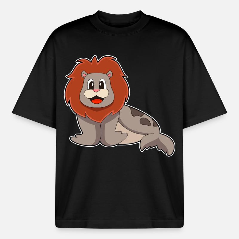 Lion de phoque - T-shirt unisexe boxy épais biologique Stanley/Stella - noir