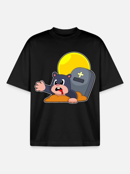 Mole Halloween Gravestone - Boxy Heavyweight Unisex Organic T-Shirt by Stanley/Stella - black