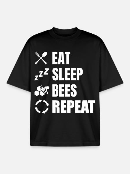 Eating, sleeping, beekeeping, repeating - Boxy Heavyweight Unisex Organic T-Shirt by Stanley/Stella - black