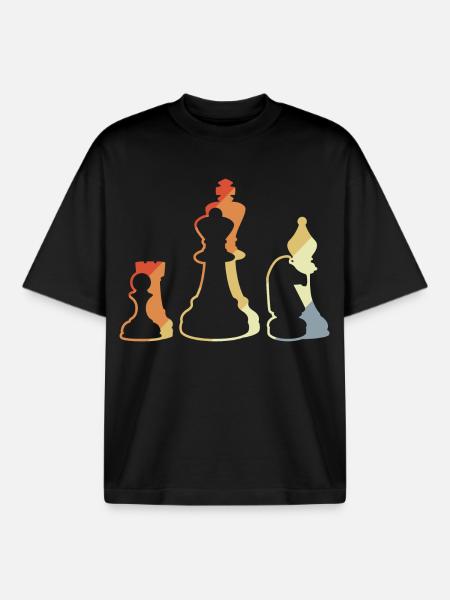 Jeu d’échecs rétro - T-shirt unisexe boxy épais biologique Stanley/Stella - noir