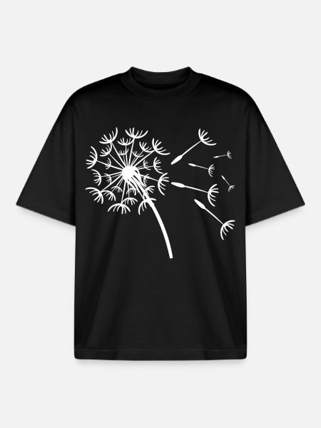 Playful dandelion design - Boxy Heavyweight Unisex Organic T-Shirt by Stanley/Stella - black