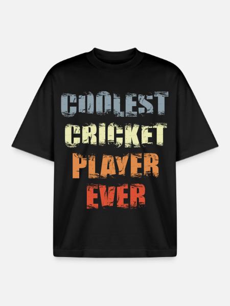 Coolest Cricket Player - Boxy Heavyweight Unisex Organic T-Shirt by Stanley/Stella - black