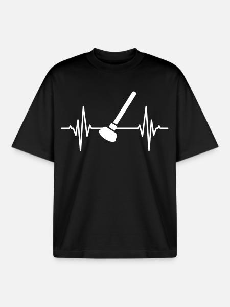 Pümpel Heartline ECG - Boxy Heavyweight Unisex Organic T-Shirt by Stanley/Stella - black