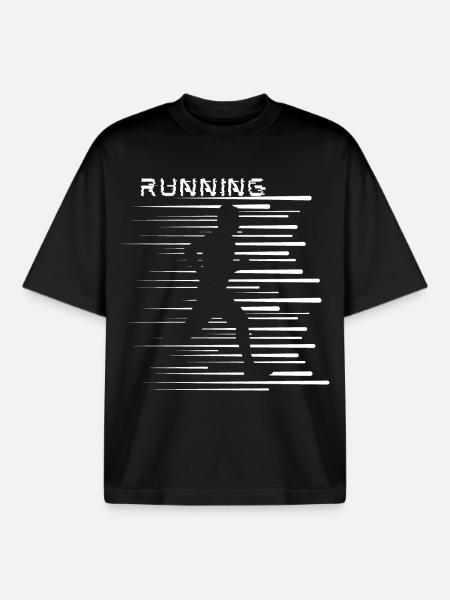 Courir, facile, actif, courir, rayures cool - T-shirt unisexe boxy épais biologique Stanley/Stella - noir