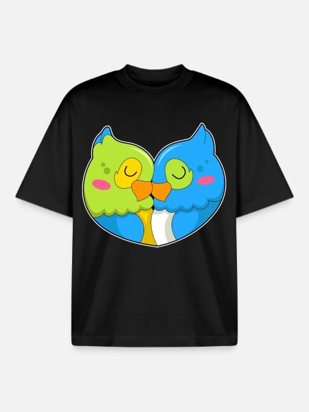 Amour de perroquet - T-shirt unisexe boxy épais biologique Stanley/Stella - noir