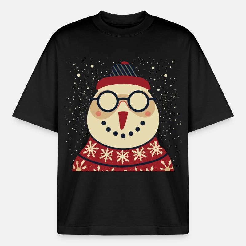 Winter Eulenpullover mit Brille - Boxy Heavyweight Unisex Organic T-Shirt von Stanley/Stella - Schwarz