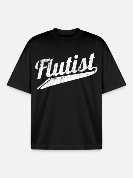 Funny Flutist - Boxy Heavyweight Unisex Organic T-Shirt by Stanley/Stella - black