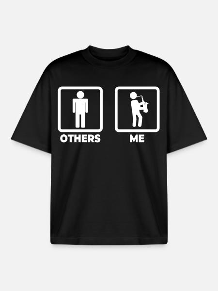 Saxophone Stick Figure - Boxy Heavyweight Unisex Organic T-Shirt by Stanley/Stella - black