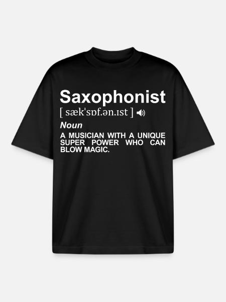 Saxophonist Dictionary - Boxy Heavyweight Unisex Organic T-Shirt by Stanley/Stella - black