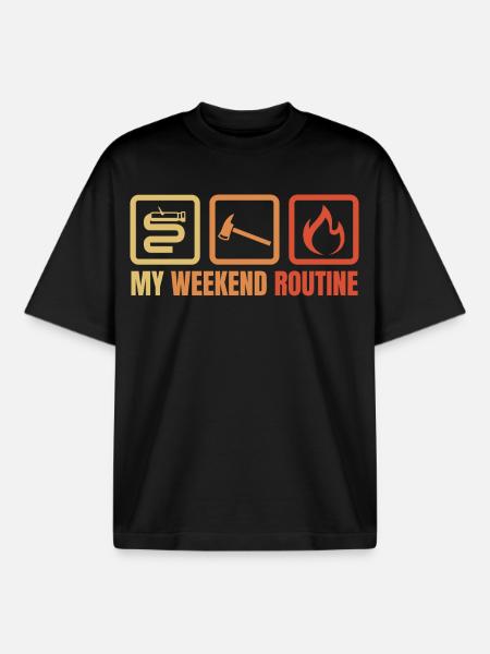 Fire Brigade Weekend - Boxy Heavyweight Unisex Organic T-Shirt by Stanley/Stella - black