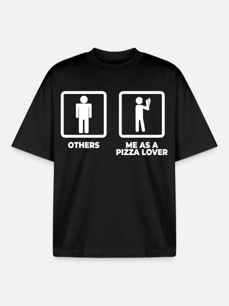 Pizza Lover Stick Figure - Boxy Heavyweight Unisex Organic T-Shirt by Stanley/Stella - black