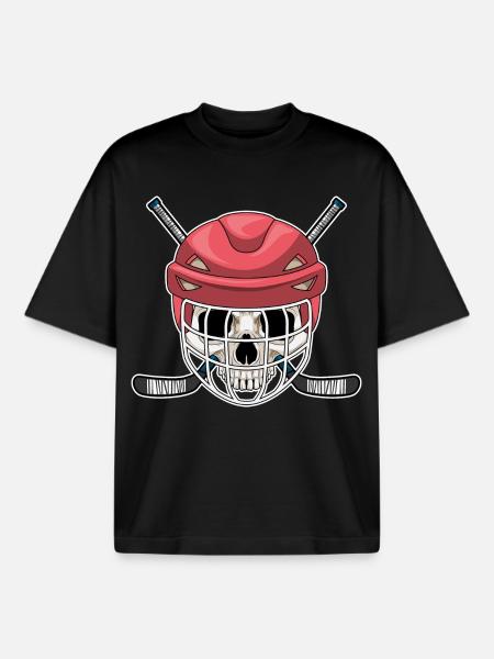 Totenkopf Eishockey Eishockeyschläger - Boxy Heavyweight Unisex Organic T-Shirt by Stanley/Stella - black