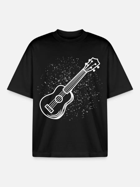 Ukulele Sketch - Boxy Heavyweight Unisex Organic T-Shirt by Stanley/Stella - black