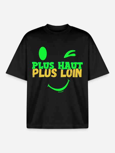 Motivation Plus Haut Plus Loin - T-shirt unisexe boxy épais biologique Stanley/Stella - noir