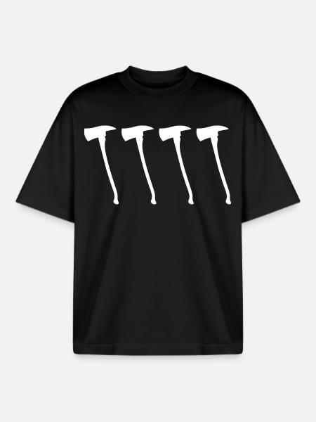 Fireman's Axe Sketch - Boxy Heavyweight Unisex Organic T-Shirt by Stanley/Stella - black