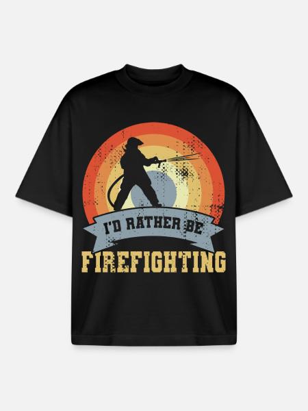 Funny Fire Brigade Saying - Boxy Heavyweight Unisex Organic T-Shirt by Stanley/Stella - black