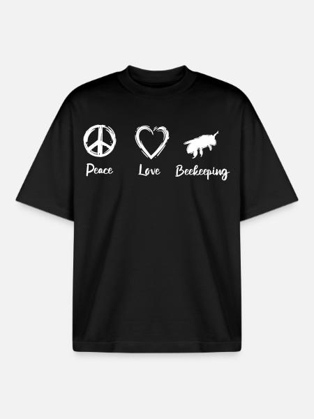 Peace Love Beekeeping - Boxy Heavyweight Unisex Organic T-Shirt by Stanley/Stella - black