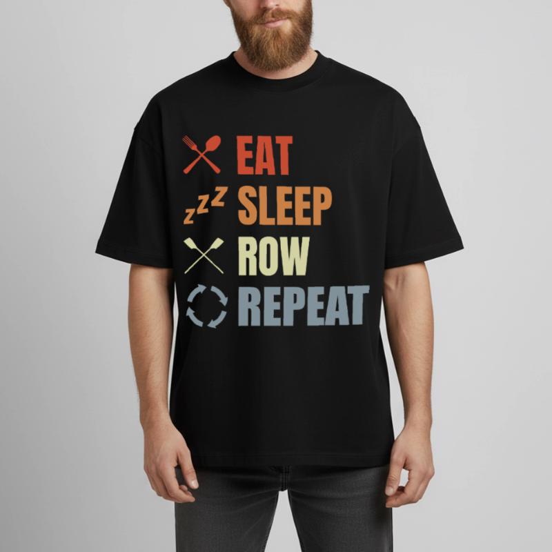 Eating, sleeping, rowing, repeating Boxy Heavyweight Unisex Organic T-Shirt by Stanley/Stella