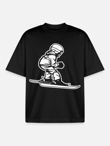 Funny little skier - Boxy Heavyweight Unisex Organic T-Shirt by Stanley/Stella - black