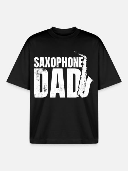 Saxophonist Father - Boxy Heavyweight Unisex Organic T-Shirt by Stanley/Stella - black