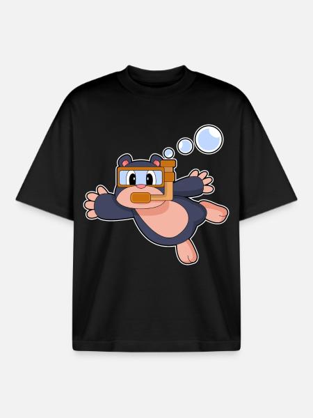 Mole Diver Snorkel Diving - Boxy Heavyweight Unisex Organic T-Shirt by Stanley/Stella - black
