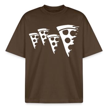 Croquis de pizza - T-shirt unisexe boxy épais biologique Stanley/Stella - marron foncé - Devant - AI Model Male 185 light (185cm) & AI Model Female 172 dark (172cm)