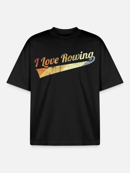 I like rowing - Boxy Heavyweight Unisex Organic T-Shirt by Stanley/Stella - black