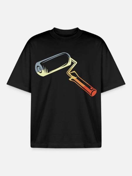 Retro Painter's Scroll Sketch - Boxy Heavyweight Unisex Organic T-Shirt by Stanley/Stella - black