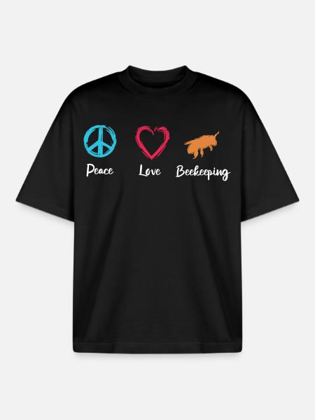 Peace Love Beekeeping - Boxy Heavyweight Unisex Organic T-Shirt by Stanley/Stella - black