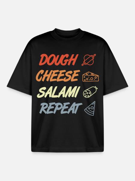 Funny Pizza Saying - Boxy Heavyweight Unisex Organic T-Shirt by Stanley/Stella - black