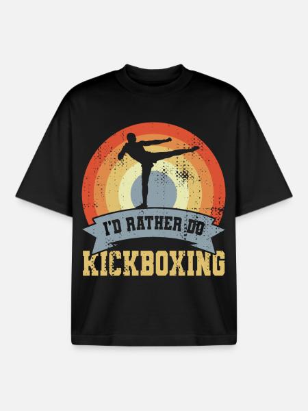 I'd Rather Do Kickboxing - Boxy Heavyweight Unisex Organic T-Shirt von Stanley/Stella - Schwarz