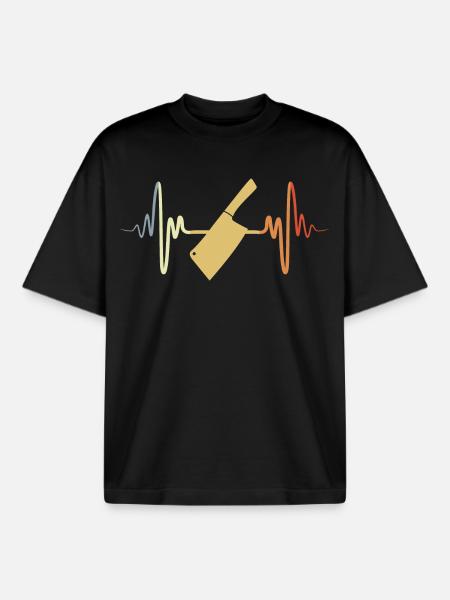 Hackbeil EKG Herzlinie - Boxy Heavyweight Unisex Organic T-Shirt von Stanley/Stella - Schwarz