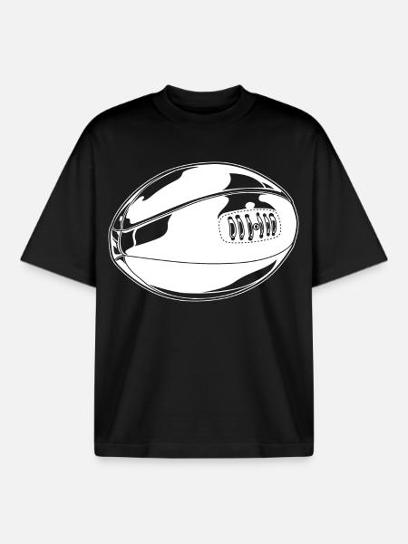Rugby Ball Drawing - Boxy Heavyweight Unisex Organic T-Shirt by Stanley/Stella - black