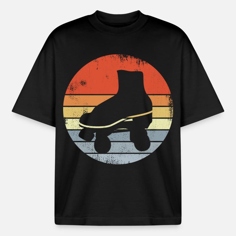 Vintage Rollschuhe - Boxy Heavyweight Unisex Organic T-Shirt von Stanley/Stella - Schwarz