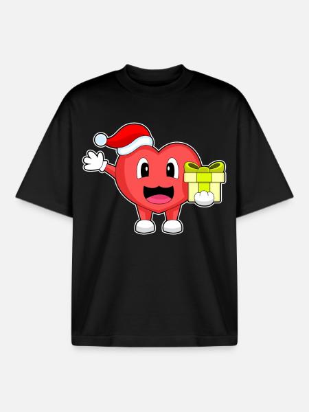 Heart Christmas Package - Boxy Heavyweight Unisex Organic T-Shirt by Stanley/Stella - black