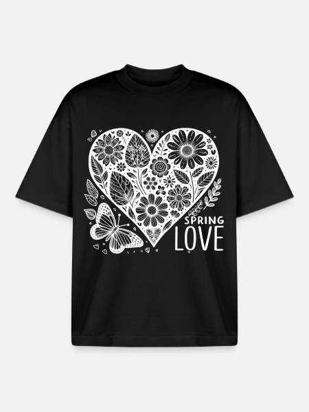 spring love - Boxy Heavyweight Unisex Organic T-Shirt by Stanley/Stella - black
