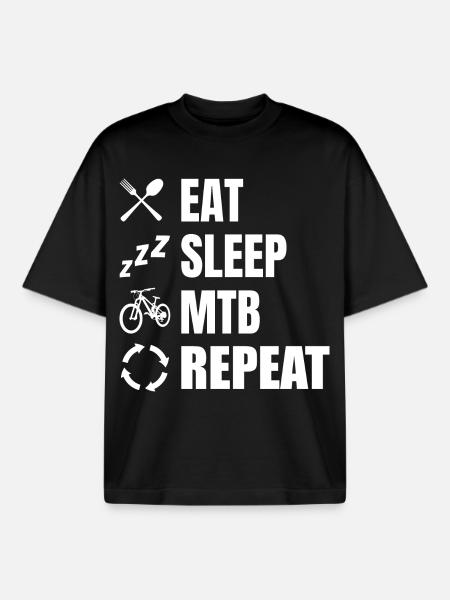 Eat Sleep MTB Repeat - Boxy Heavyweight Unisex Organic T-Shirt von Stanley/Stella - Schwarz