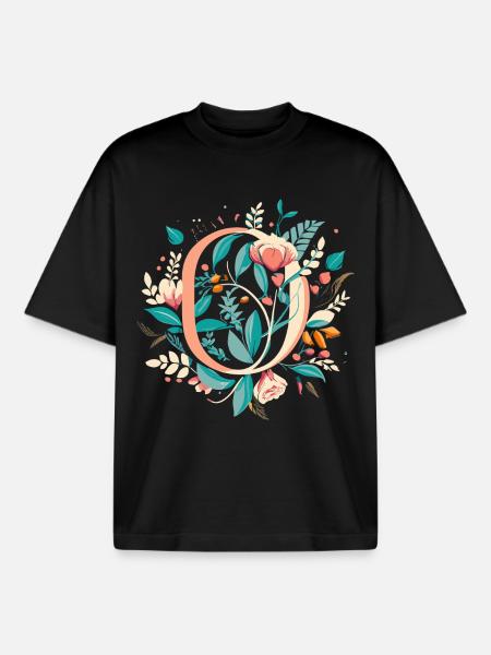O typography floral - Boxy Heavyweight Unisex Organic T-Shirt von Stanley/Stella - Schwarz