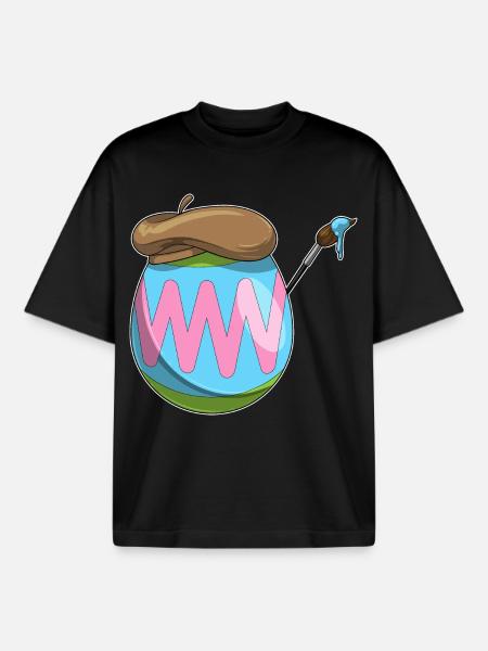 Easter Egg Easter Painting - Boxy Heavyweight Unisex Organic T-Shirt by Stanley/Stella - black