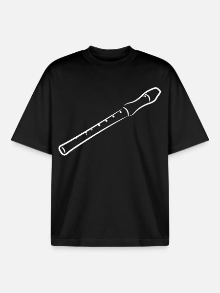 Flute Sketch - Boxy Heavyweight Unisex Organic T-Shirt by Stanley/Stella - black