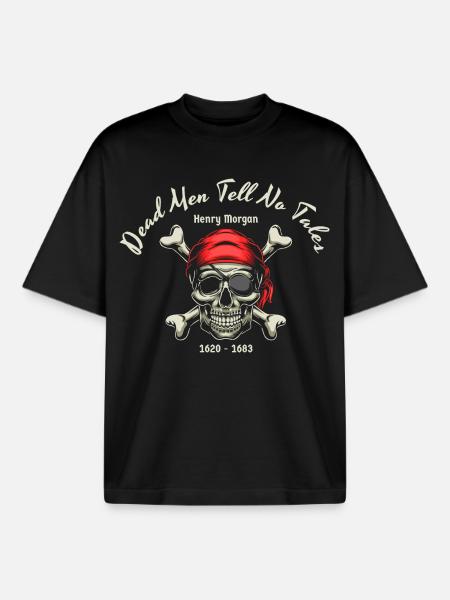 pirate skull sea ocean - Boxy Heavyweight Unisex Organic T-Shirt by Stanley/Stella - black