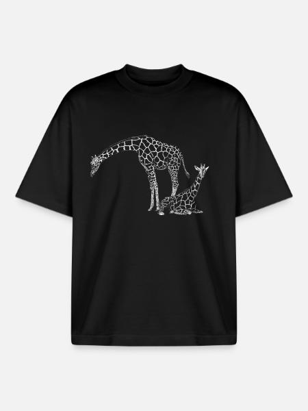Girafes - T-shirt unisexe boxy épais biologique Stanley/Stella - noir